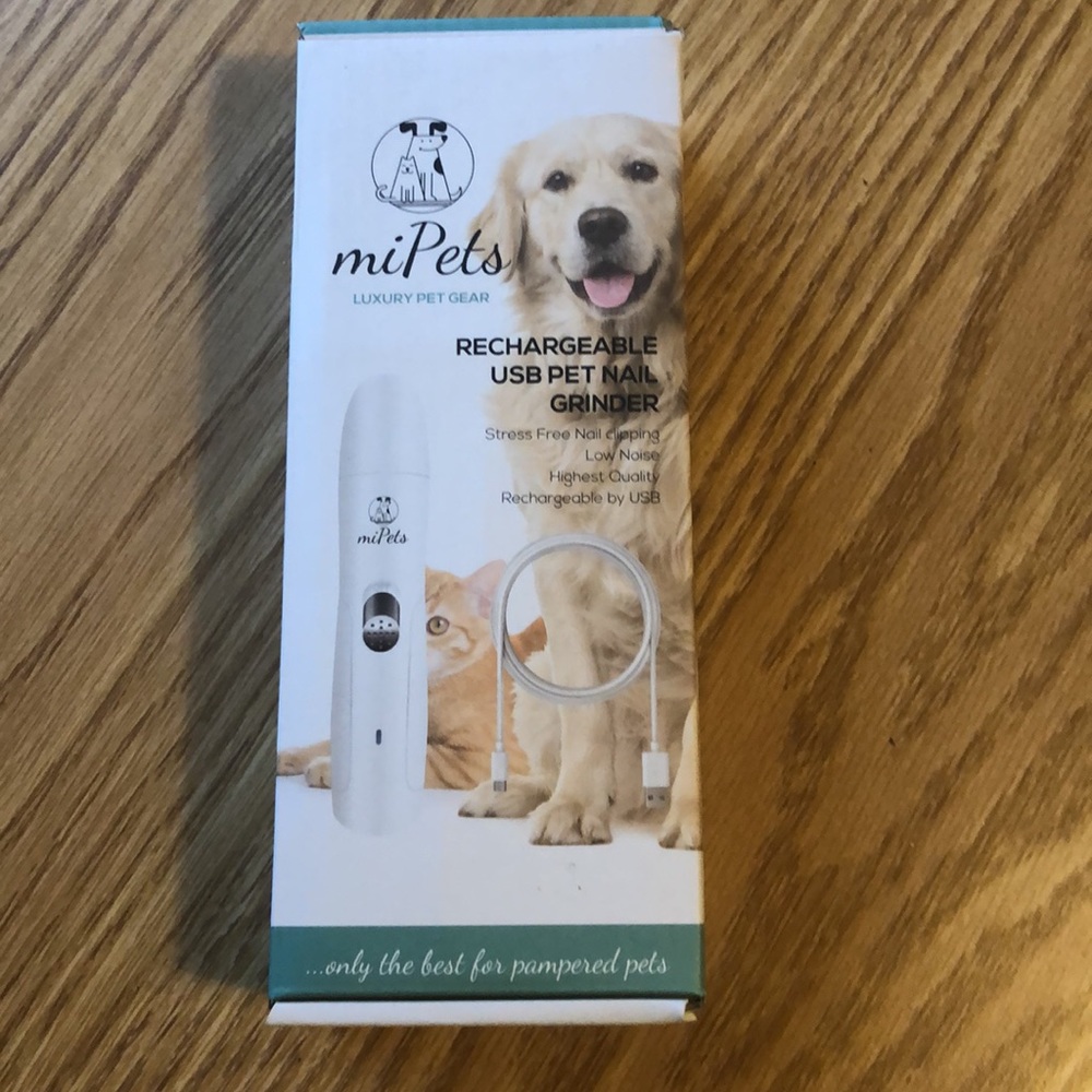 MiPets rechargeable USB pet nail grinder.